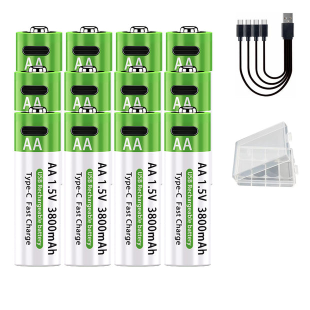 No 5 Rechargeable Lithium Battery 15V Constant Voltage Fast Charge TYpe-C Port AA 3800mAh Electric Toy Remote Control