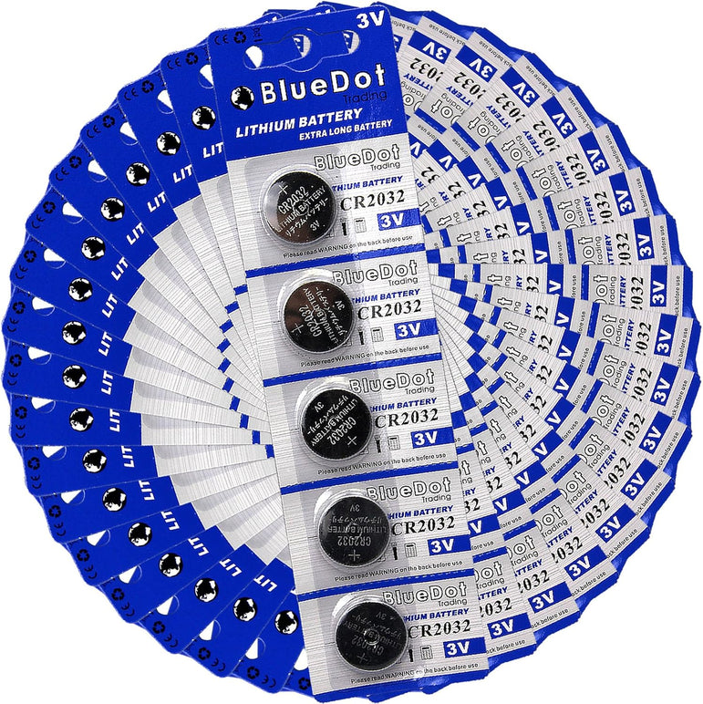 CR2032 Batteries, High Power Lithium 3V Coin Battery Ideal for Garage Door Openers, LED Lights, Game Consoles, Car and Key FOBS, 100 Count