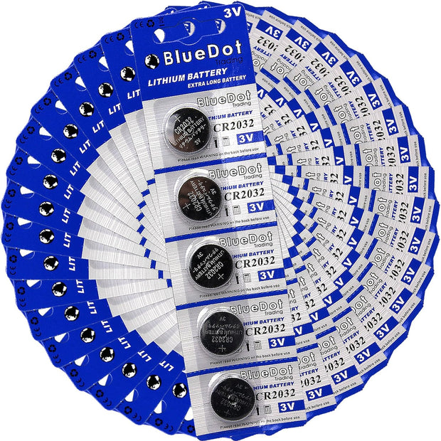 CR2032 Batteries, High Power Lithium 3V Coin Battery Ideal for Garage Door Openers, LED Lights, Game Consoles, Car and Key FOBS, 100 Count